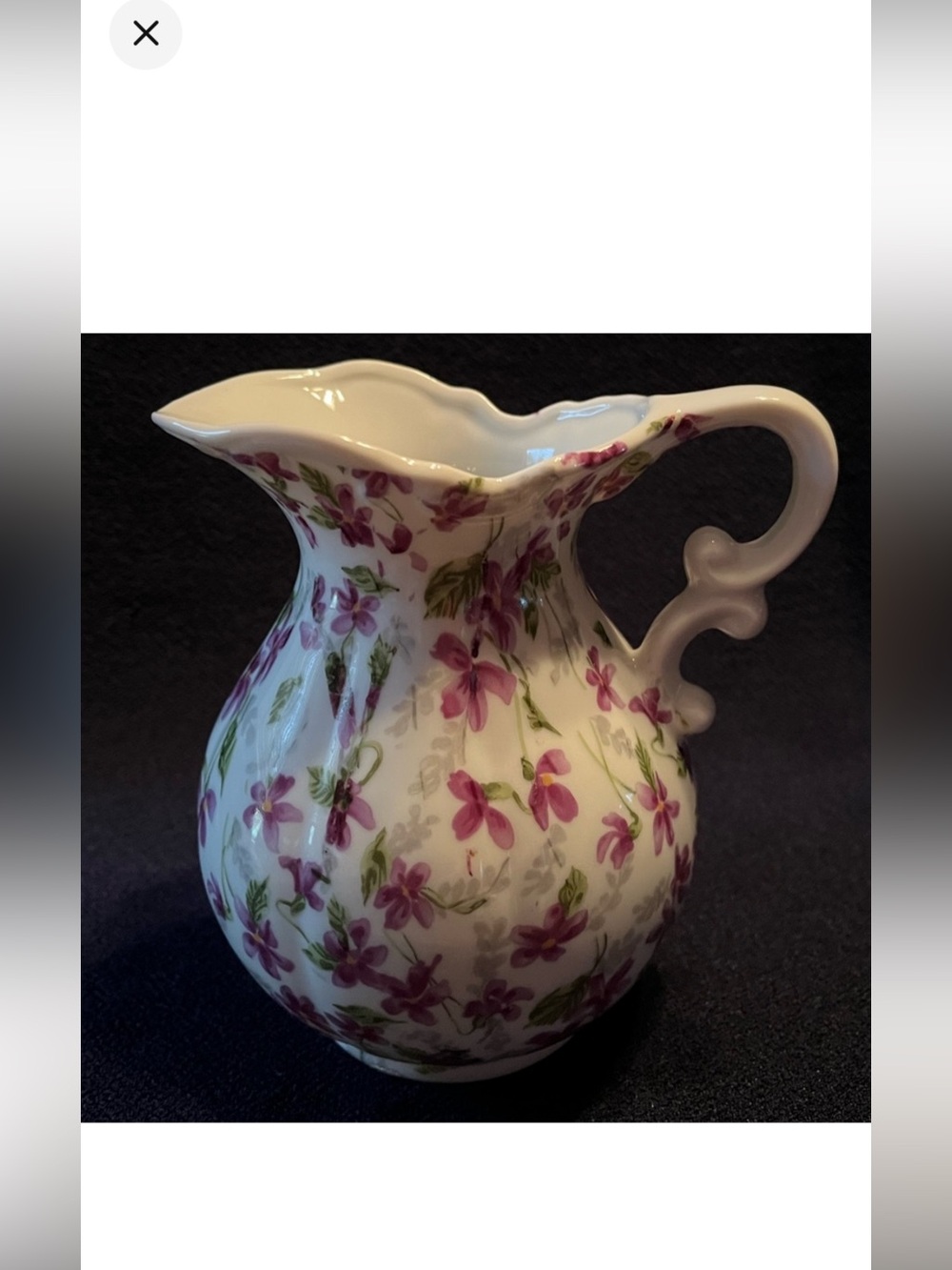 Vintage Royal Chintz Porcelain Pitcher with Violet Floral pattern